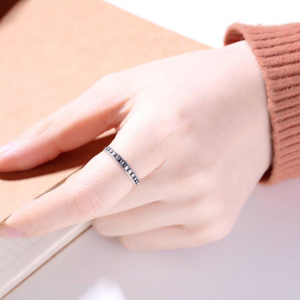 Minimalist 925 Sterling Silver Bead Ring Dainty Thin Stackable Everyday - Picture 5 of 6